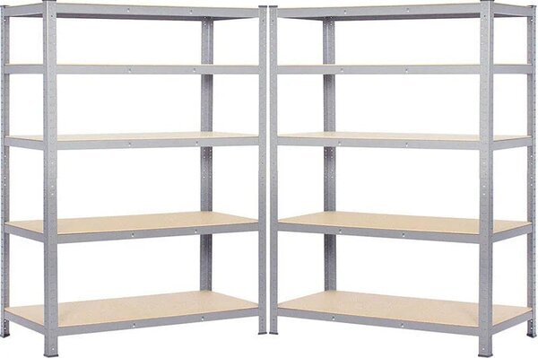 Raft metalic cu 5 polițe MDF, cadru din oțel galvanizat, 150×70×35 cm, 175 kg/poliță