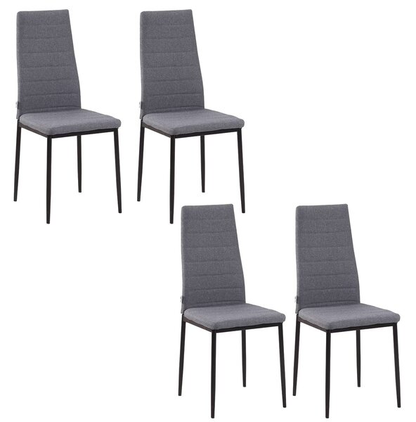 Set 4 Scaune Living, Tapitate Textil, Picioare Metal, Design Ergonomic, Gri