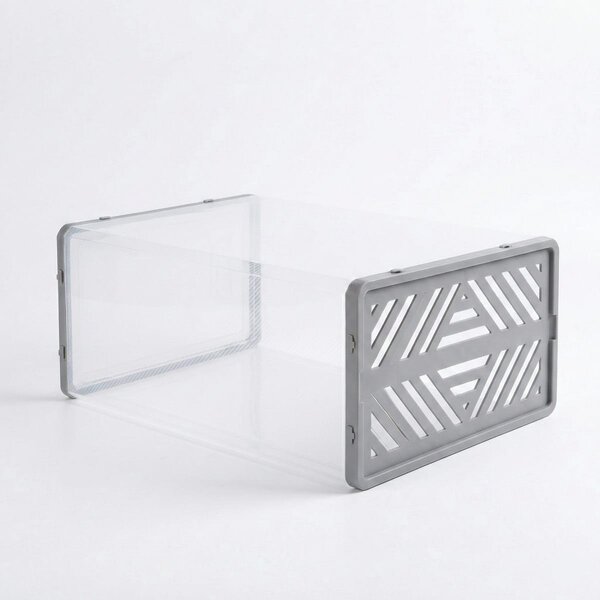 Dulap pentru pantofi modular, cu orificii de ventilatie, 10 cuburi, transparente, stivuibile