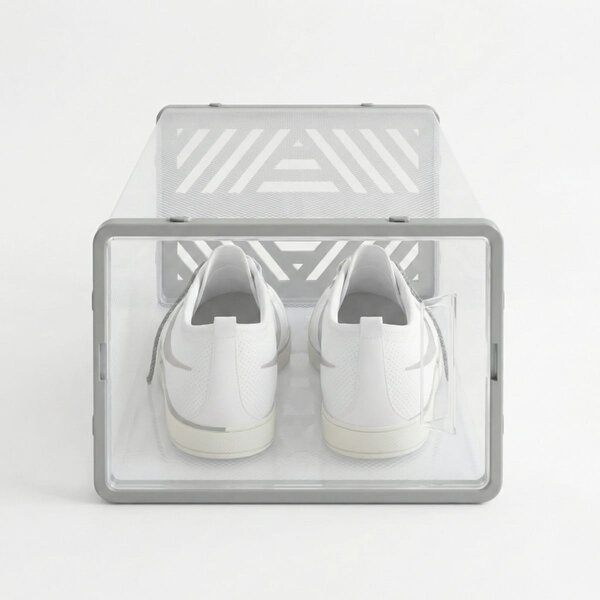 Dulap pentru pantofi modular, cu orificii de ventilatie, 10 cuburi, transparente, stivuibile