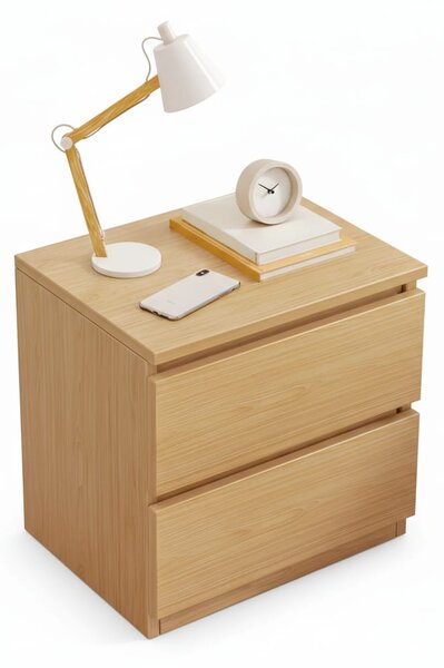 Noptiera Moderna cu 2 Sertare, Design Minimalist, 40x30x41 cm