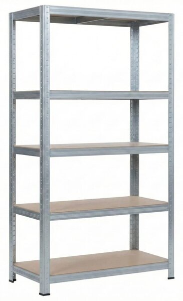 Raft metalic de depozitare, 5 polite MDF, otel galvanizat 180x90x40, 175kg/polita