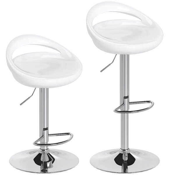 Set 2 Scaune de Bar Rotative ABS Alb, Reglabile 76-96 cm, Stabilitate si Confort