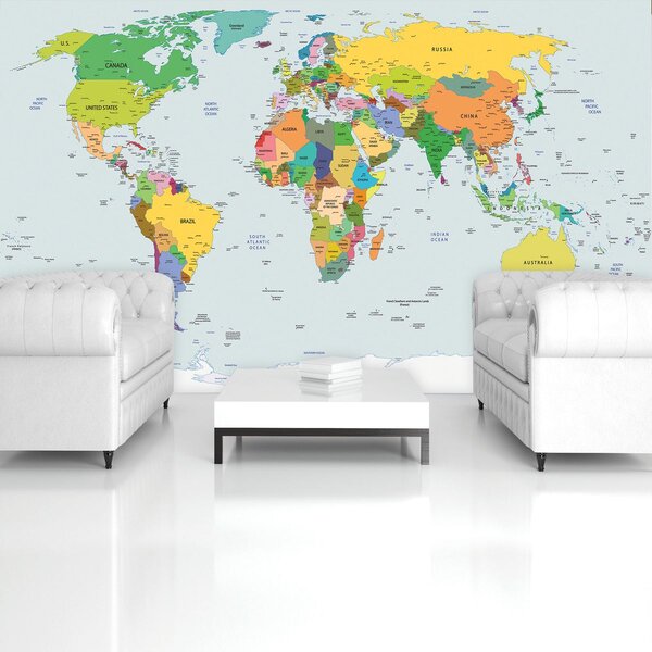 Fototapet - Harta lumii - țările (152,5x104 cm)