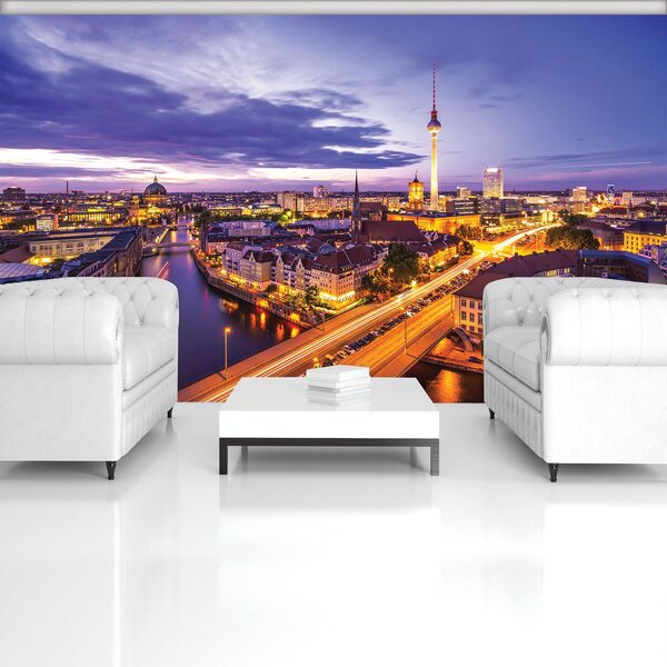Fototapet - Panorama Berlinului noaptea (152,5x104 cm)