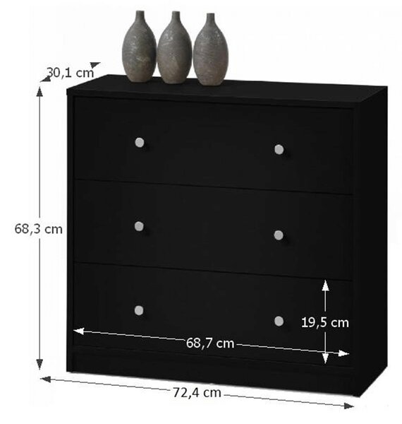 Comodă Arte 3S negru. 788774