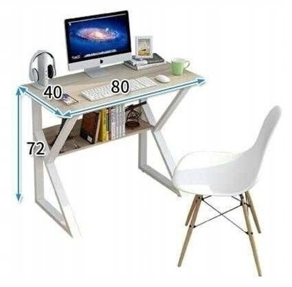 Birou de scris cu raft in decor stejar SHAPE 80x40 cm