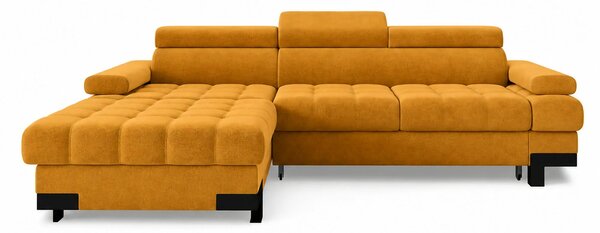 Coltar extensibil cu lada SELVA MINI, sezlong stanga, stofa catifelata