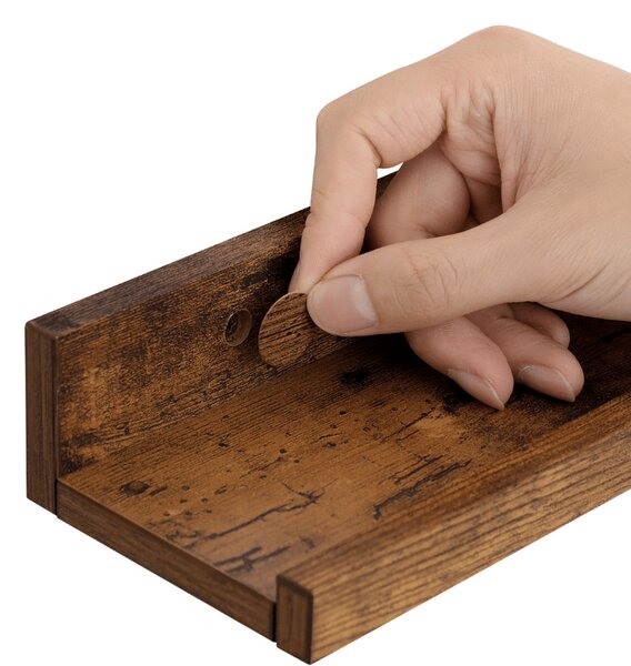 Set 3 buc rafturi de perete TAYLOR 38x10 cm, maro rustic