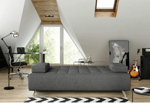 Canapea extensibila OSLO, stofa clasica gri inchis - Austin 19, cu lad
