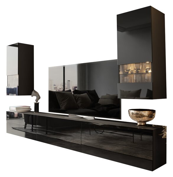 Mobilier living Berny 46 (negru + negru lucios). Promo -33%. 1041469