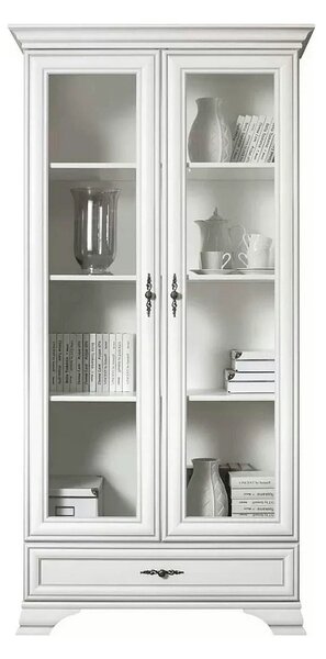 Mobilier living alb clasic IDENTO 6, format din 2 vitrine, masuta cafe