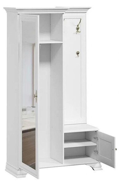 Mobilier hol cu oglinda IDENTO, alb, PAL, 115x44x210 cm