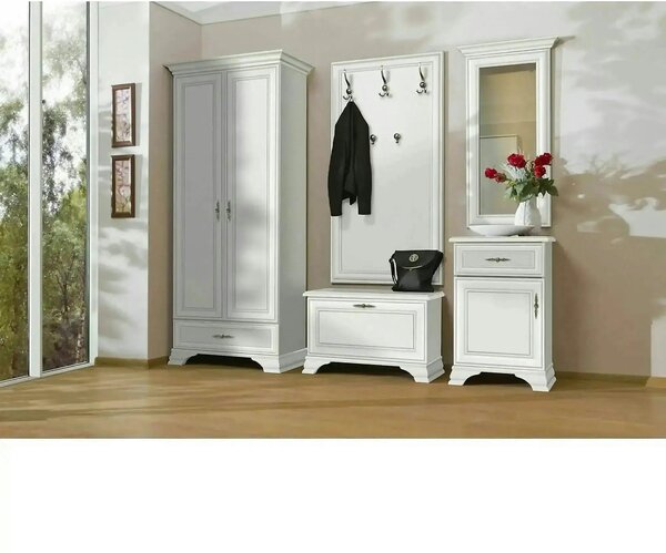 Dulap vintage alb IDENTO, alb, cu 2 usi si un sertar, 100x61x210 cm