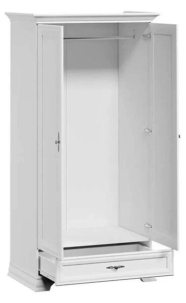 Dulap vintage alb IDENTO, alb, cu 2 usi si un sertar, 100x61x210 cm