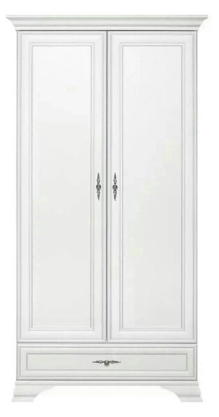 Dulap vintage alb IDENTO, alb, cu 2 usi si un sertar, 100x61x210 cm