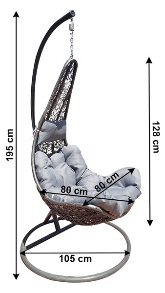 Fotoliu balansoar suspendat Avalanche 2 NEW (gri + gri deschis). 1028889