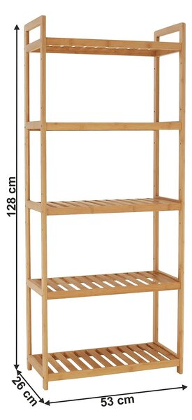 Etajera FIORE TIP 3, bambus natural lacuit, 53x26x128 cm