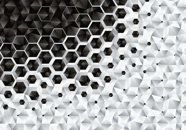 Fototapet - 3D hexagon (254x184 cm)