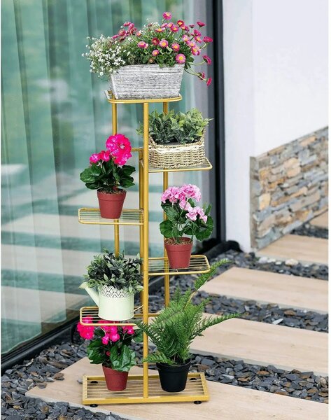 Etajera BAMIR TIP 3, auriu, metal, 44x22x108 cm