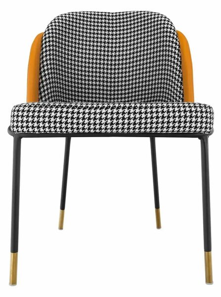 Scaun KIRNA, alb/negru/galben, stofa clasica/piele ecologica, 54x56x78