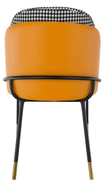 Scaun KIRNA, alb/negru/galben, stofa clasica/piele ecologica, 54x56x78
