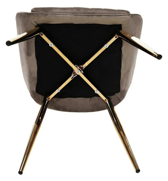 Scaun PERLIA, grej/auriu, metal/stofa catifelata, 56x62x89 cm