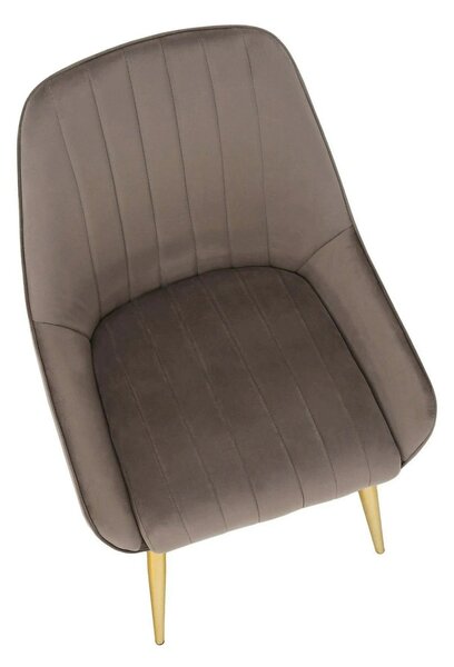Scaun PERLIA, grej/auriu, metal/stofa catifelata, 56x62x89 cm