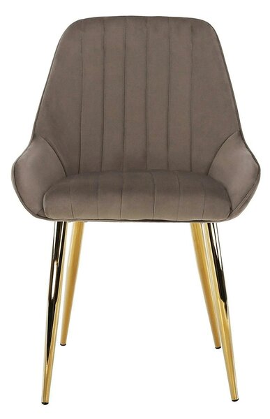 Scaun PERLIA, grej/auriu, metal/stofa catifelata, 56x62x89 cm