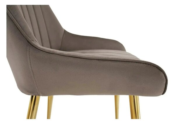 Scaun PERLIA, grej/auriu, metal/stofa catifelata, 56x62x89 cm
