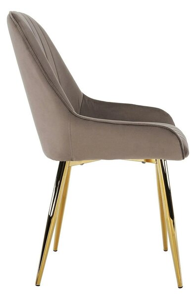 Scaun PERLIA, grej/auriu, metal/stofa catifelata, 56x62x89 cm
