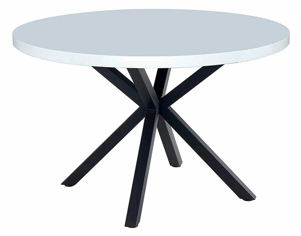 Masa MEDOR, alb mat/negru, 120x120x76 cm