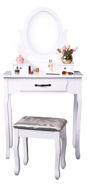Masă de toaletă cu taburete Linetik (alb). 1015638