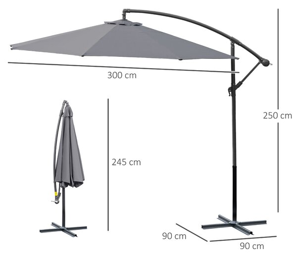 Outsunny Umbrelă de Grădină Deluxe cu Braț Inclinabil și Manivelă, Diametru 3m, Protecție UV, Ideală pentru Patio, Bej | Aosom Romania
