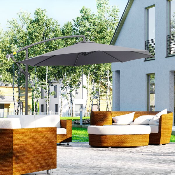Outsunny Umbrelă de Grădină Deluxe cu Braț Inclinabil și Manivelă, Diametru 3m, Protecție UV, Ideală pentru Patio, Bej | Aosom Romania