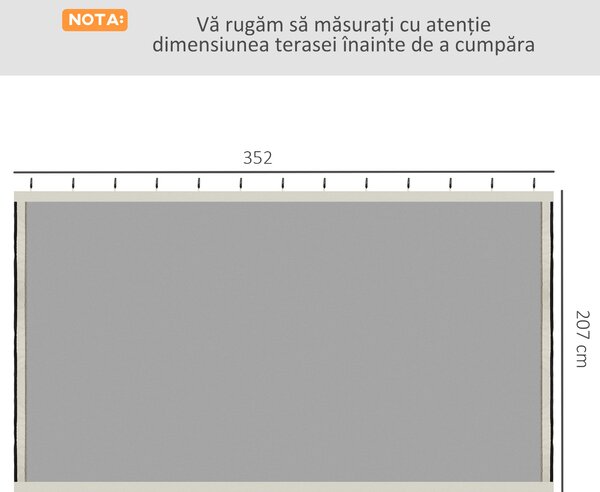 Plasa de Tantari pentru Corturi Outsunny, 4 panouri Universale cu Balamale, 335x207cm, Negru si Bej | Aosom Romania