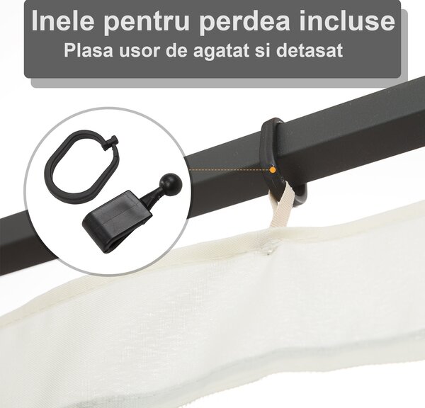 Plasa de Tantari pentru Corturi Outsunny, 4 panouri Universale cu Balamale, 335x207cm, Negru si Bej | Aosom Romania