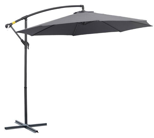 Outsunny Umbrelă de Grădină Deluxe cu Braț Inclinabil și Manivelă, Diametru 3m, Protecție UV, Ideală pentru Patio, Bej | Aosom Romania