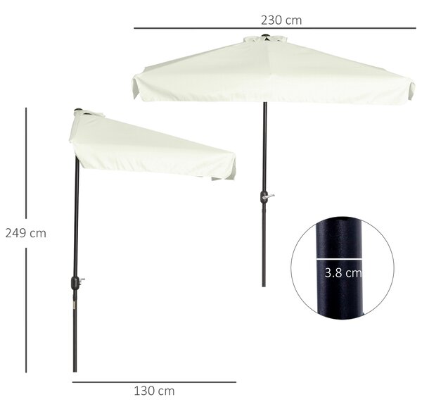 Outsunny Umbrela dreptunghiular pentru gradina cu manivela, 230x130x249cm, Alb Crem | Aosom Romania