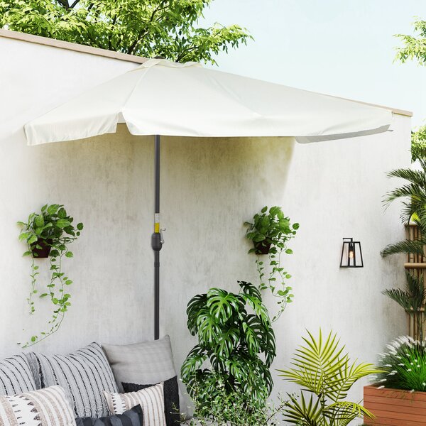 Outsunny Umbrela dreptunghiular pentru gradina cu manivela, 230x130x249cm, Alb Crem | Aosom Romania