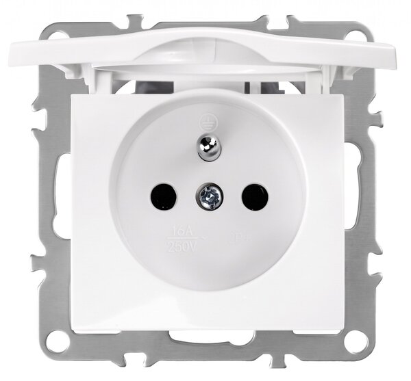 Priză simplă cu împământare și clapetă OSTE JNH005-G White