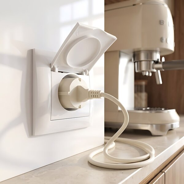 Priză simplă cu împământare și clapetă OSTE JNH005-G White
