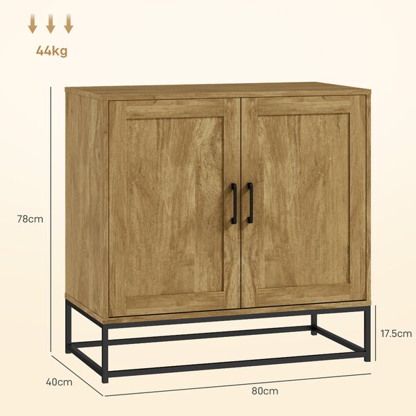 HOMCOM Bufet de Bucătărie cu 2 Nivele și Raft Reglabil, Mobilier din Pal Melaminat și Oțel, 80x40x78 cm, Lemn Natural | Aosom Romania