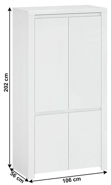 Dulap de haine Lafer 4D (luciu alb). 1034096
