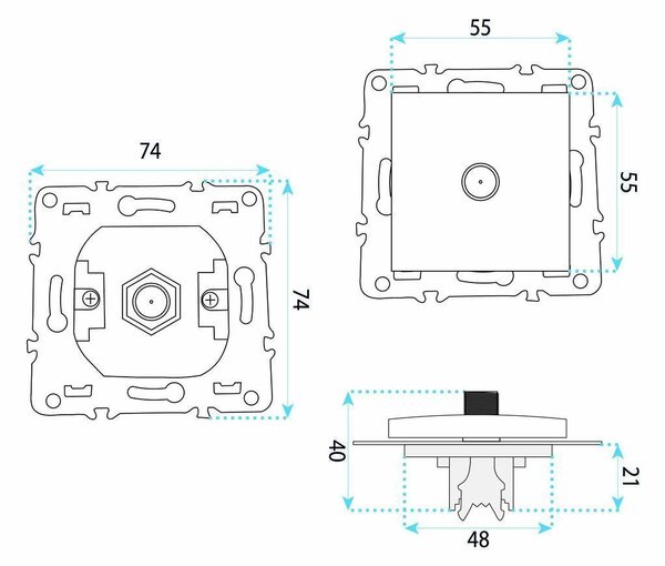 Priză pentru Antenă cu Ramă OSTE JNH012-A GREY