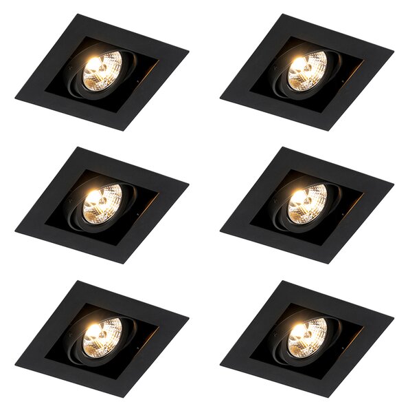 Set de 6 spoturi încastrate moderne negre reglabile - Oneon 70