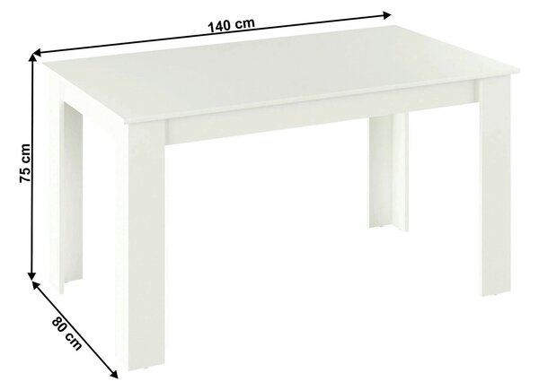 Masa GENERAL NEW, alb, DTD laminat, 140x80x75 cm