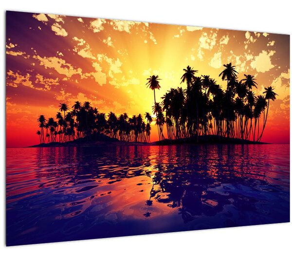 Tablou insulă în apus de soare (90x60 cm)