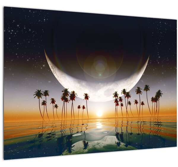 Tablou- Luna deasupra palmierilor (70x50 cm)