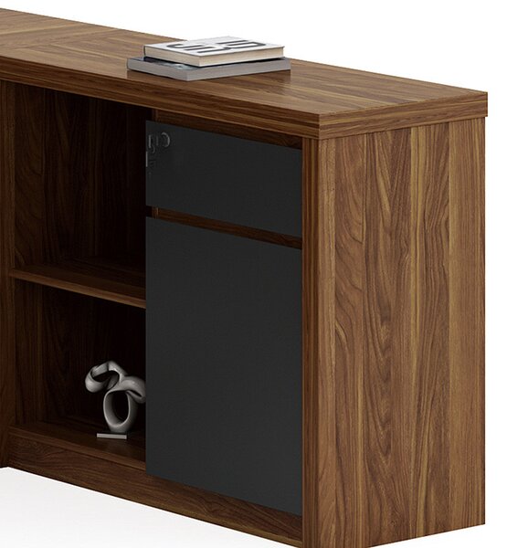 Birou pe colt reversibil Oscar nuc - carbune 200x188,6x76cm